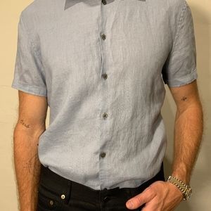 John Varvatos blue short sleeve shirt